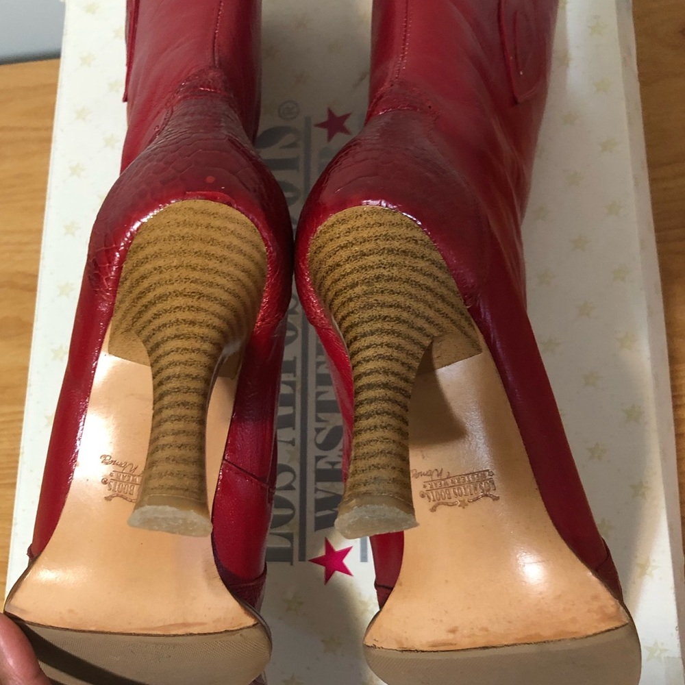 Authentic Los Altos Ostrich Leg Boots, Red Sz 8.5 - Picture 7 of 8